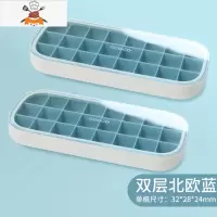 冰块模具家用冰格制冰盒速冻器带盖器硅胶冻袋网红冰箱创意自制 敬平 家用双层-半透北欧蓝[冰块酸奶凉粉辅食分开冻]