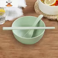碗碟餐具碗盘家用宿舍用学生碗筷套装单人一套精致一人食吃饭碗个 敬平 大碗+勺+筷(绿色)