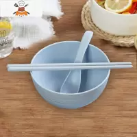 碗碟餐具碗盘家用宿舍用学生碗筷套装单人一套精致一人食吃饭碗个 敬平 大碗+勺+筷(蓝色)