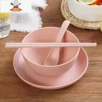碗碟餐具碗盘家用宿舍用学生碗筷套装单人一套精致一人食吃饭碗个 敬平 大碗+大盘+勺+筷(粉色)