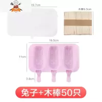 diy自制雪糕模具冰格家用冰棒冰淇淋冰糕儿童可爱硅胶制作卡通 敬平 兔子+木棒50只