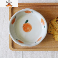 日式手工可爱陶瓷杯带勺家用餐具橘子碗盘套装水果盘小碟勺子 敬平 橘子料碟 6件