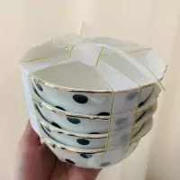 碗碟套装家用高颜值陶瓷餐具碗网红新骨瓷饭碗早餐碗蕾丝绑带 敬平 黑波点4个饭碗 (蕾丝绑带)