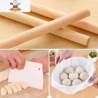 烘焙实木大号饺子皮擀面杖家用赶杆面棍干擀面棒压小号棍面条饼 敬平 长29CM直径2.7CM_擀面杖+2k蒸笼