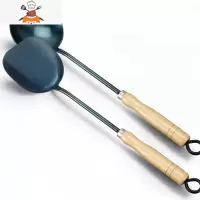 手工锻打锅铲套装传统老式防烫厨具熟铁铲长柄加厚炒勺炒菜铲子 敬平 榉木柄手工锅铲勺套装