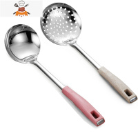 麦元素不锈钢锅铲套装加厚长柄炒菜铲子厨具炊具平铲漏铲漏勺汤勺 敬平 2件套简装汤勺+漏勺