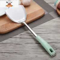麦元素不锈钢锅铲套装加厚长柄炒菜铲子厨具炊具平铲漏铲漏勺汤勺 敬平 锅铲1条(绿色)
