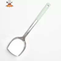 厨房不锈钢厨具套装炒菜家用锅铲汤勺小麦秸秆全套烹饪厨具七件套 敬平 浅绿色(锅铲)