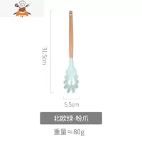 木柄硅胶锅铲不粘锅专用铲子家用小号厨房炒菜勺子可高温厨具套装 敬平 北欧绿-粉爪