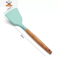 木柄炒菜铲子硅胶铲锅铲家用厨具套装勺子汤勺漏勺厨房用品全套 敬平 木柄北欧绿[锅铲]