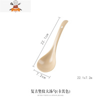 陶瓷勺子家用创意北欧哑光汤勺大号盛汤汤匙汤羹实用轻奢ins餐具 敬平 复古竖纹大汤勺(卡其色)