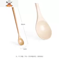 日式木勺子木头小汤勺家用盛汤木质拉面勺大号调羹汤匙吃面吃饭用 敬平 榉木加长勺-[33*5cm]