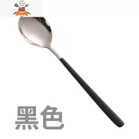 不锈钢勺子家用汤匙韩式长柄匙羹铁勺子汤勺创意可爱吃饭调羹 敬平 勺 黑色