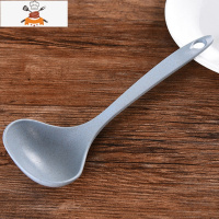 巧居家小麦秸秆汤勺家用长柄盛粥勺厨房厨具塑料加厚大号稀饭勺子 敬平 北欧蓝色 收藏加购优先发货