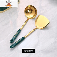 轻奢不锈钢厨房用品锅铲厨具套装炒菜铲子汤勺漏勺铲子全套家用 敬平 英文汤勺+锅铲
