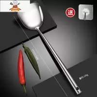 304不锈钢锅铲套装厨师专用加厚加长炒菜铲子厨具家用一体炒勺子 敬平 304全钢-长柄锅铲-送1个挂钩