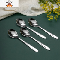 买一送二 不锈钢圆勺 家用成人儿童长柄饭勺汤勺分菜公勺西餐勺子 敬平 特厚小圆勺2支(3.4*15.5cm) 送4块百洁