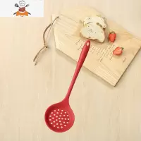 硅胶锅铲不粘锅专用铲可高温家用炒菜铲子汤勺饭勺漏勺厨具套装 敬平 富贵红 漏勺(长32cm宽10cm)