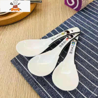 一家人网红勺子陶瓷小勺子亲子汤勺卡通可爱饭勺家用喝汤调羹汤匙 敬平 3支勺子[爸 妈 男宝]