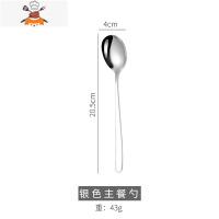 韩式网红勺子家用喝汤匙吃饭调羹勺长柄汤勺不锈钢创意可爱西餐勺 敬平 A34银色主餐勺1支装