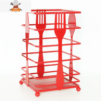 放筷子笼厨房沥水置物架家用收纳盒刀叉篓筒桶餐具铁艺壁挂免打孔 敬平 红色筷子笼(160*100*100)餐具架