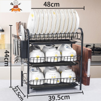 碗筷餐具收纳盒晾放碗碟盘子台面置物架厨房碗碟架沥水架收纳架 敬平 三层[带刀筷架+砧板架+3接水盘]餐具架