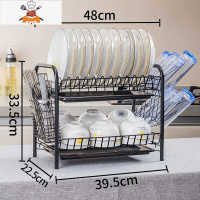 碗筷餐具收纳盒晾放碗碟盘子台面置物架厨房碗碟架沥水架收纳架 敬平 双层[带筷子笼+挂杯架+2接水盘]餐具架