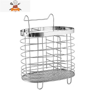 筷子筒壁挂式厨房筷笼筷篓勺子家用免打孔不锈钢置物架餐具收纳盒 敬平 圆形加厚餐具架