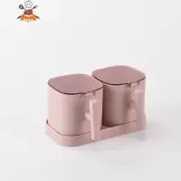 调料罐套装调味料罐子厨房用品带盖味精组合盐罐品佐料家用收纳盒 敬平 2个粉色(方形)厨房收纳盒