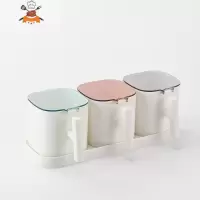 调料罐套装调味料罐子厨房用品带盖味精组合盐罐品佐料家用收纳盒 敬平 3个白色(方形)厨房收纳盒