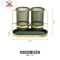 筷子筒家用高级筷子篓置物架厨房餐具收纳盒沥水筷筒筷子桶笼 敬平 墨绿金餐具架