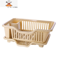 厨房碗架碗筷餐具沥水收纳架子家用用品大全塑料台面落地置物架 敬平 卡其色餐具架