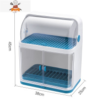 碗筷沥水收纳盒箱放厨房台面家用带盖防蟑螂装碗碟餐具置物架碗柜 敬平 加大号双层蓝[加固款]餐具架