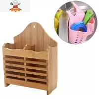 木质筷子筒壁挂式沥水置物架托家用筷笼筷筒厨房餐具勺子收纳盒 敬平 筷子笼+水槽收纳挂篮(随机)餐具架