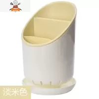 塑料沥水筷子桶家用创意筷笼厨房勺子收纳架筷筒餐具收纳盒筷子篓 敬平 卡其色餐具架