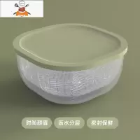 大号葱花保鲜盒分隔葱姜蒜蔬菜冰箱收纳盒厨房分格塑料沥水密封盒 敬平 薄荷绿[沥水篮一格双层]厨房收纳盒