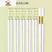 筷子琥珀樱花合金筷个性防滑日式筷子家用可高温创意网红 敬平 24cm—樱花萌兔款(5双装)送公筷[白绿]
