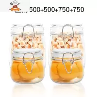 密封罐玻璃瓶带盖收纳罐蜂蜜储存储物食品级家用厨房泡菜坛子空瓶 敬平 密封罐[圆500+500+750+750]