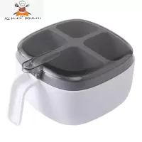 调料盒组合套装家用厨房用品盐糖味精四格收纳一体多格调味罐油壶 敬平 白色[高端全透款](内赠4勺)厨房收纳盒