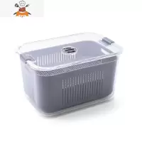 厨房冰箱收纳盒鸡蛋果蔬水果保鲜盒长方形食品冷冻沥水大密封盒 敬平 带扣沥水保鲜收纳盒-灰色(大号5000ML)厨房收纳盒