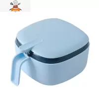 调料盒组合套装家用厨房用品盐糖味精四格收纳一体多格调味罐油壶 敬平 撞色蓝[加厚升级款](内赠4勺)厨房收纳盒