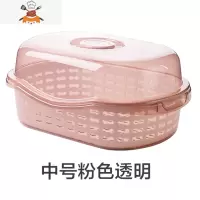 厨房装碗筷收纳盒 台面沥水碗柜放盘子置物架桌面碗碟整理收纳架 敬平 中号粉色透明厨房收纳盒