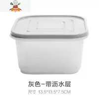 葱花姜片大蒜保鲜盒冰箱水果蔬菜收纳盒厨房带盖沥水储物盒 敬平 灰色厨房收纳盒