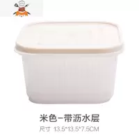 葱花姜片大蒜保鲜盒冰箱水果蔬菜收纳盒厨房带盖沥水储物盒 敬平 米色厨房收纳盒