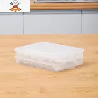 饺子盒厨房小冰箱保鲜盒多层速冻饺子收纳盒家用托盘鸡蛋盒水饺盒 敬平 透明色_二层一盖[可放36只饺子 ]适合小厨房收纳盒