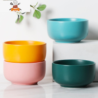 敬平4个陶瓷哑光彩色碗送筷子家用米饭碗创意日式水果碗可爱碗小汤碗