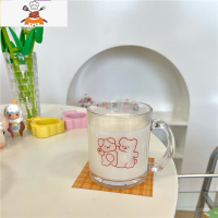 敬平ins原创小熊可爱卡通印花玻璃碗麦片沙拉早餐碗玻璃杯牛奶杯