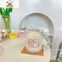 敬平ins原创小熊可爱卡通印花玻璃碗麦片沙拉早餐碗玻璃杯牛奶杯