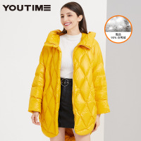 2019冬季新款羽绒服女中长款白鸭绒原创设计走秀款轻薄连帽外套