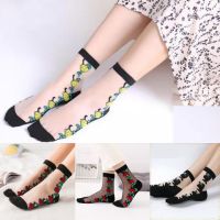 5双水晶袜子女玻璃袜透明丝袜中筒秋冬款冰丝薄款防勾丝松口袜